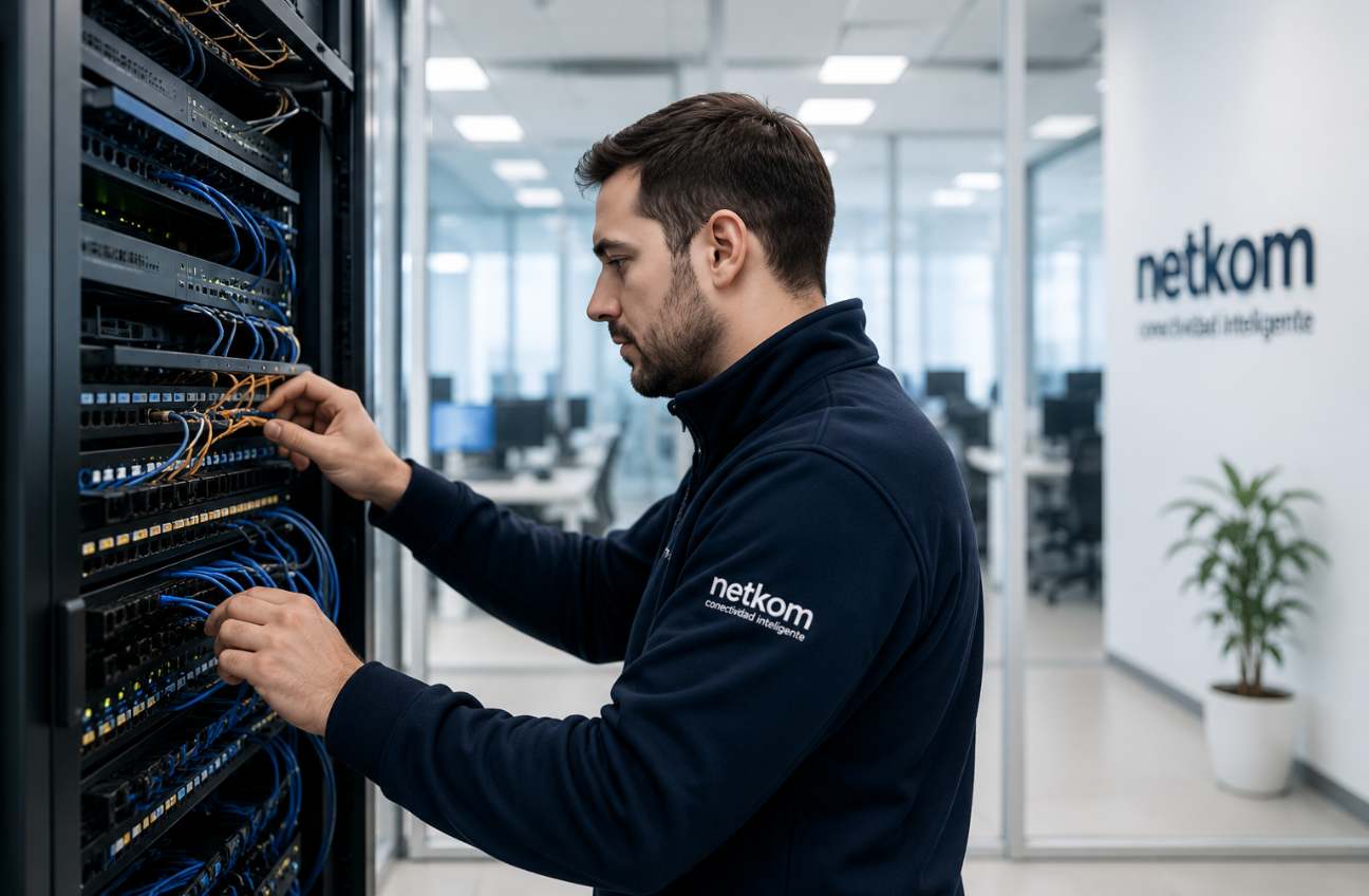tECNICO DE NETKOM MANIPULANDO UN SERVIDOR